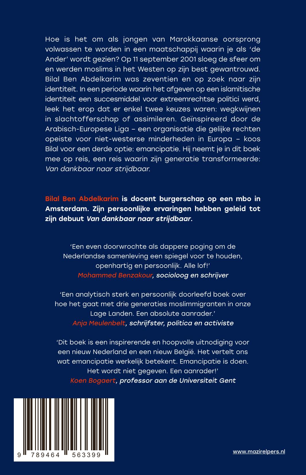 Achterkant van Van dankbaar naar strijdbaar