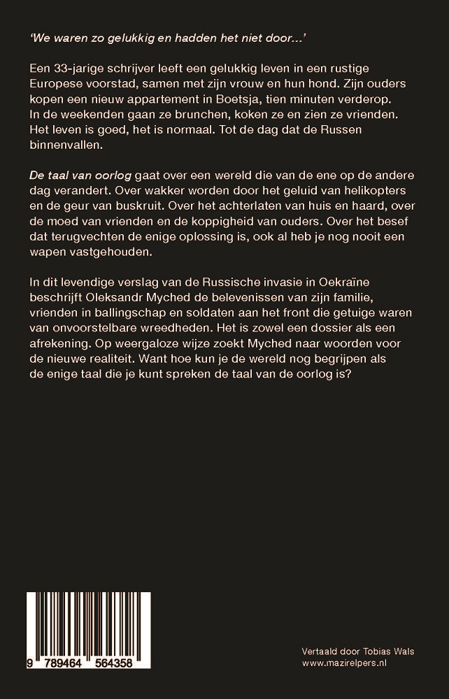 Achterkant van De taal van oorlog