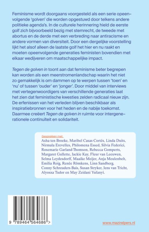 Achterkant van Tegen de golven in