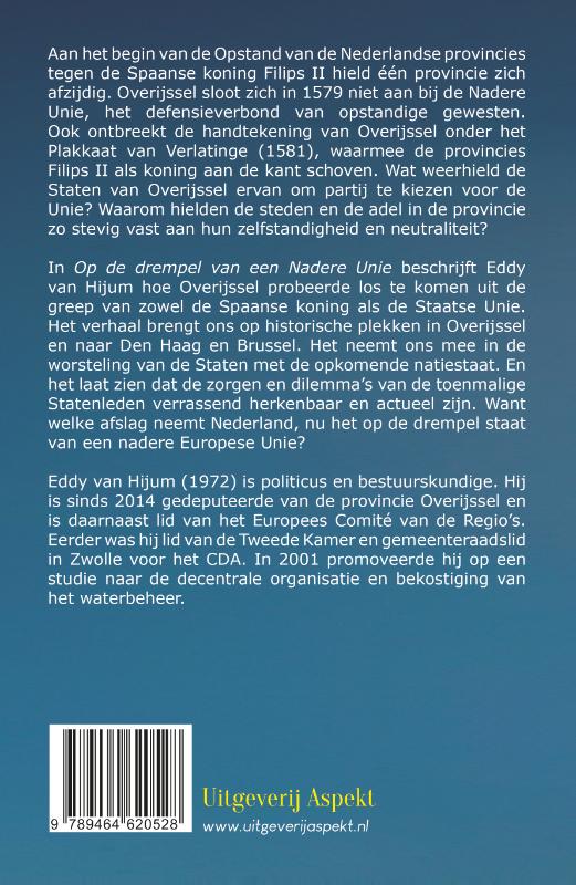 Achterkant van Op de drempel van een nadere unie