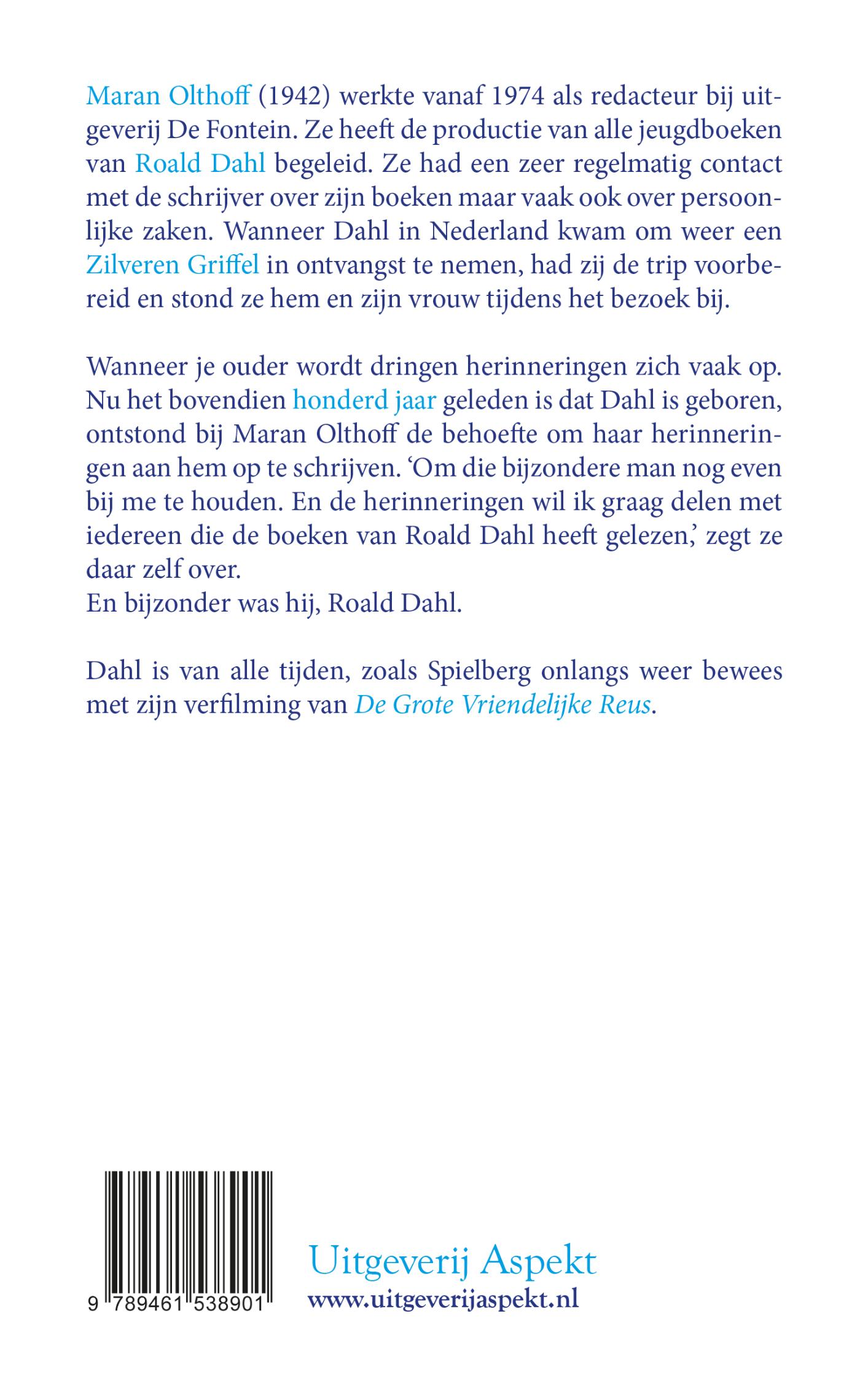 Achterkant van Herinneringen aan de onvergetelijke Roald Dahl