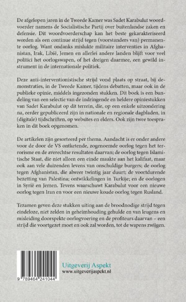Achterkant van Een pen tegen permanente oorlog