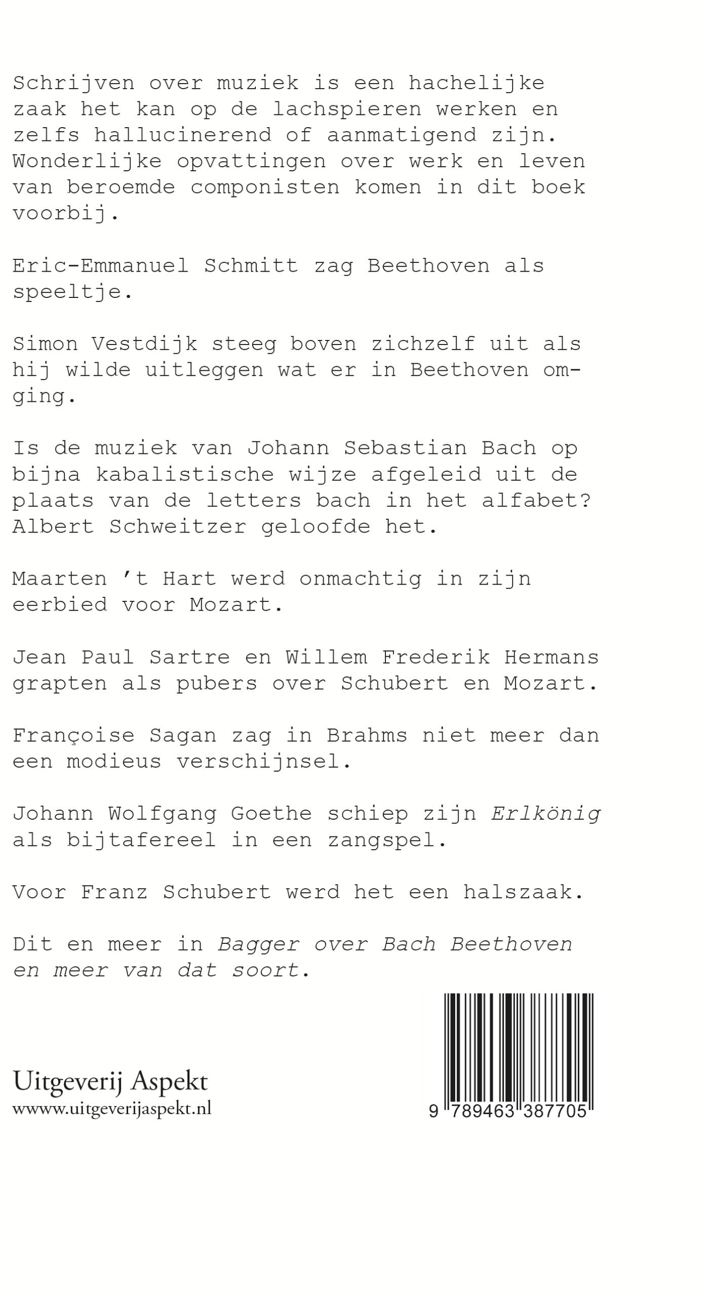 Achterkant van Bagger over Bach en Beethoven