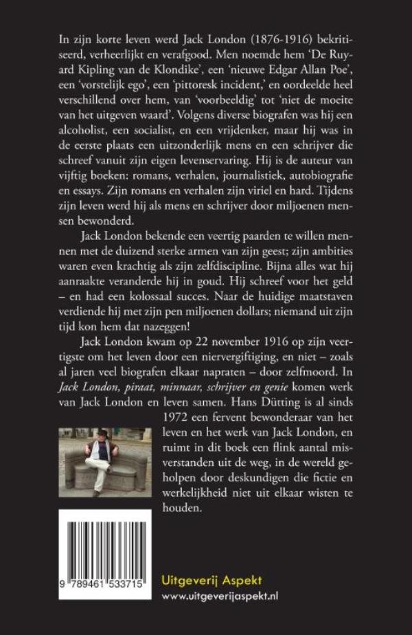 Achterkant van Jack London, piraat, minnaar, schrijver en genie