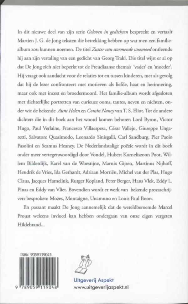 Achterkant van Zuster van stormende weemoed
