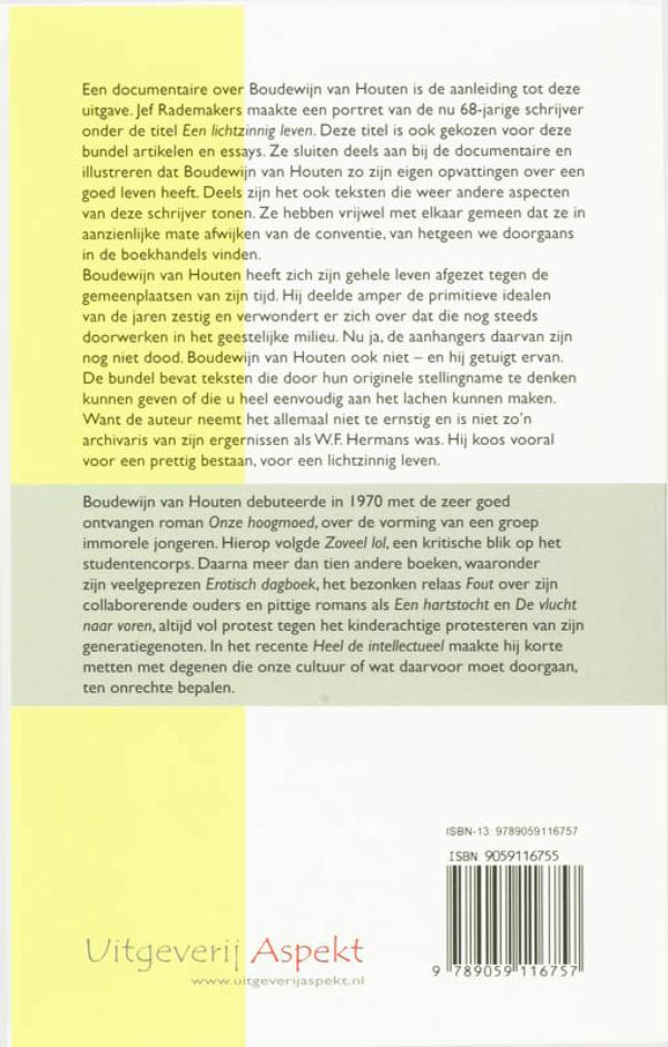 Achterkant van Een lichtzinnig leven