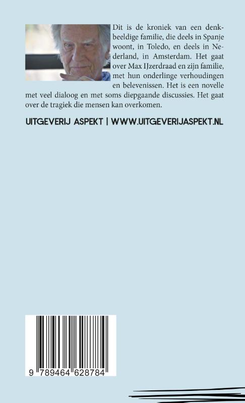 Achterkant van Schuifelende grijsaard met stok