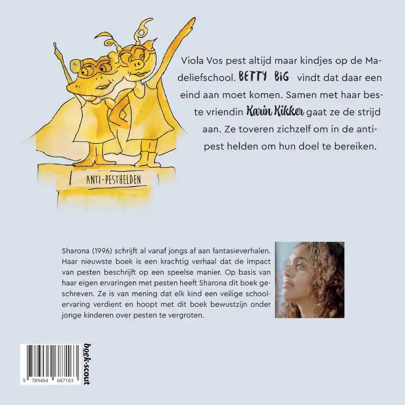 Achterkant van Betty Big en Karin Kikker: de anti-pest helden