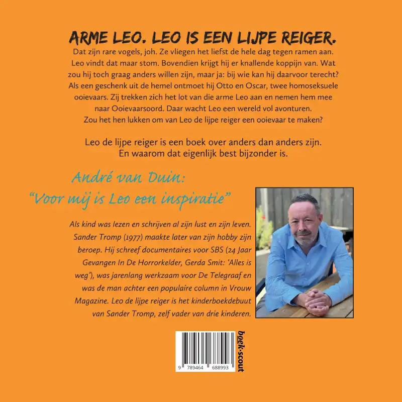 Achterkant van Leo de lijpe reiger