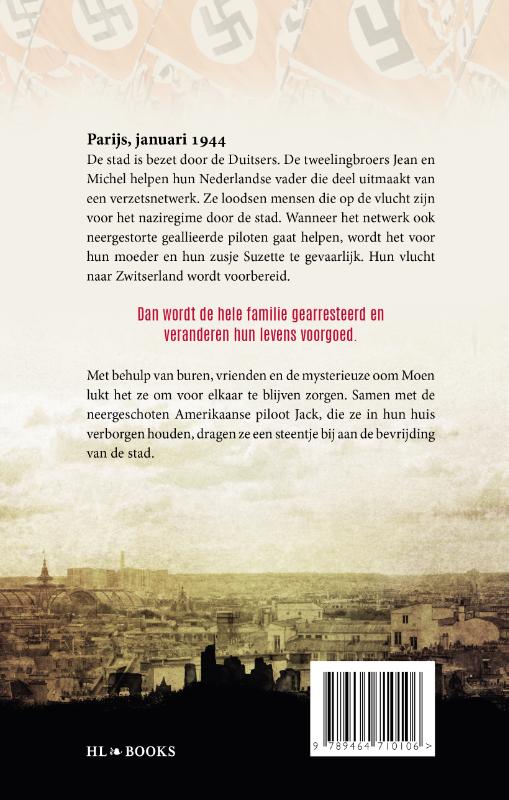 Achterkant van Donkere wolken boven Parijs