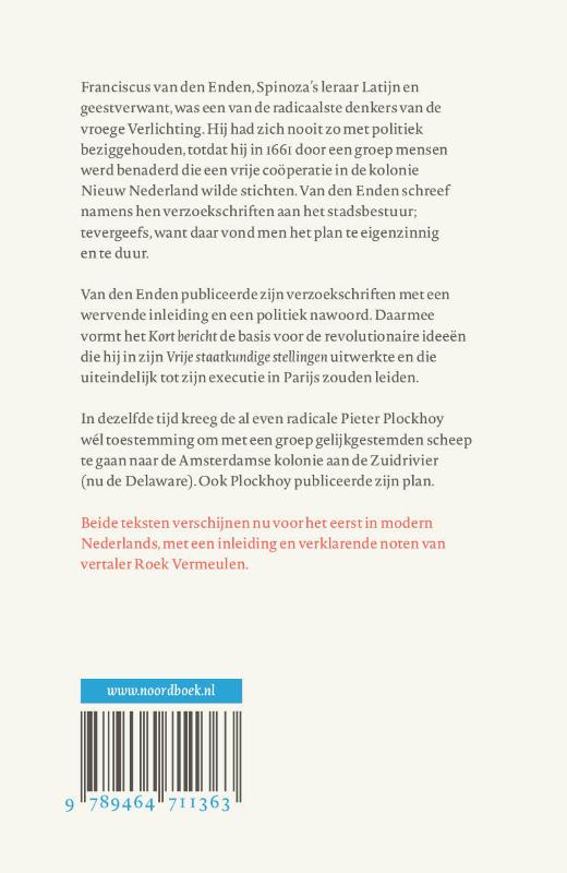 Achterkant van Kort bericht over Nieuw Nederland