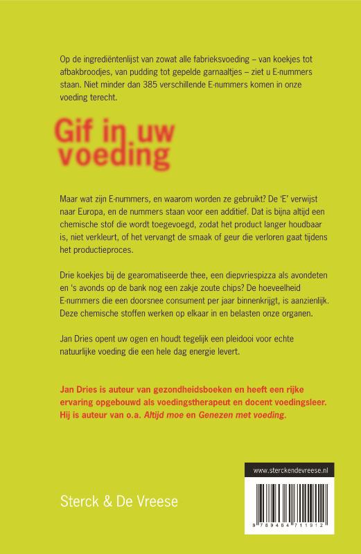 Achterkant van Gif in uw voeding