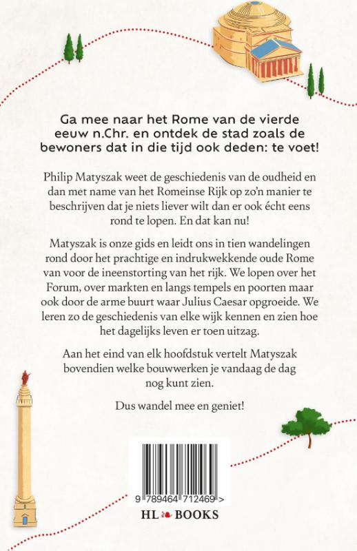 Achterkant van Op stap in het oude Rome