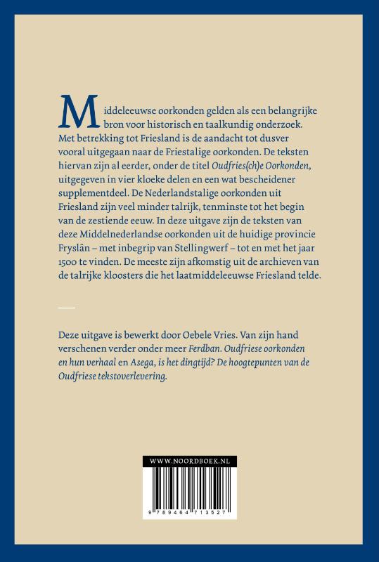 Achterkant van Middelnederlandse oorkonden uit Friesland (tot 1501)
