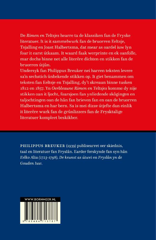 Achterkant van Oerbleaune Rimen en Teltsjes
