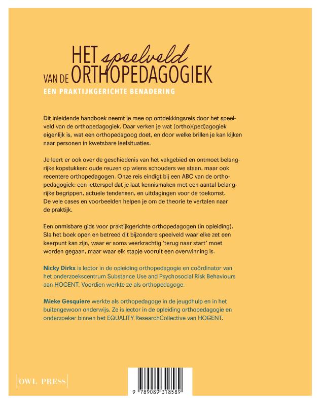 Achterkant van Het speelveld van de orthopedagogiek