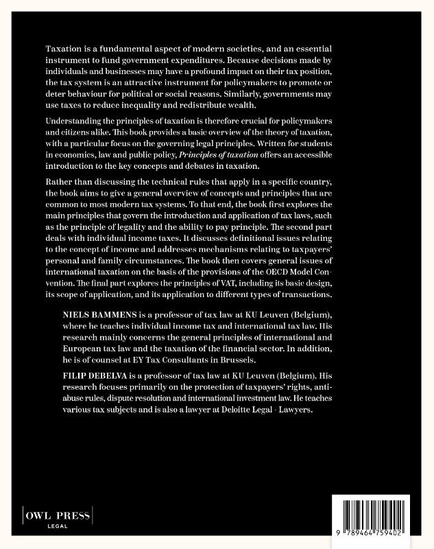 Achterkant van Principles of Taxation