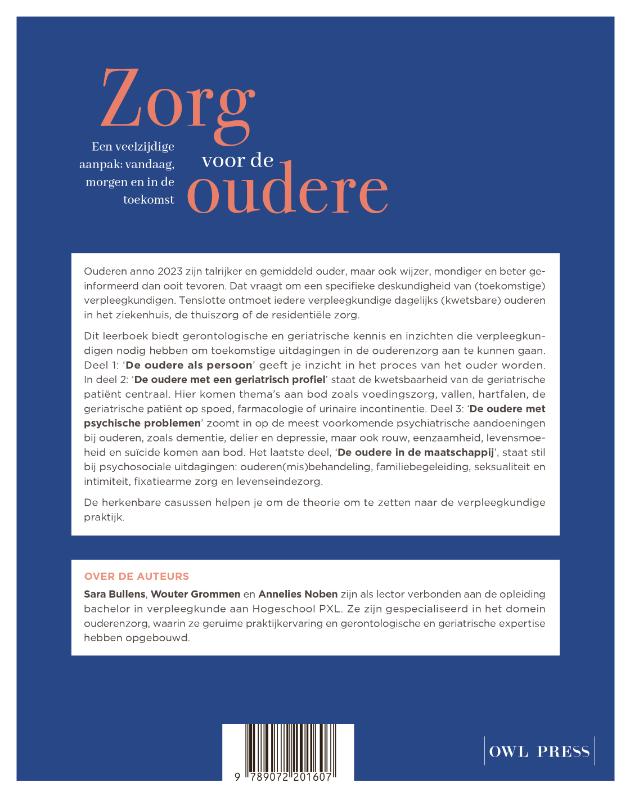 Achterkant van Zorg voor de oudere