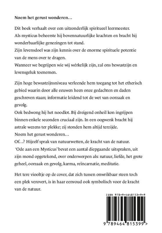 Achterkant van Ode aan een Mysticus