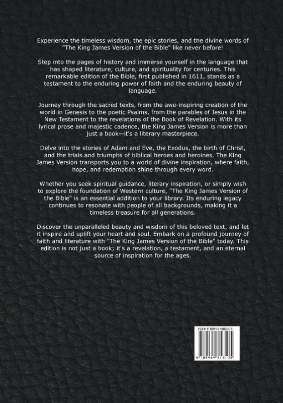 Achterkant van The King James Version of the Bible