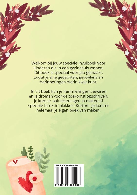 Achterkant van Het 'Dag mijn allerliefste' invulboek gezinshuis