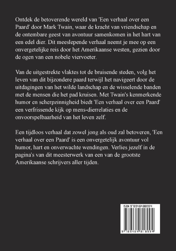 Achterkant van Een verhaal over een Paard