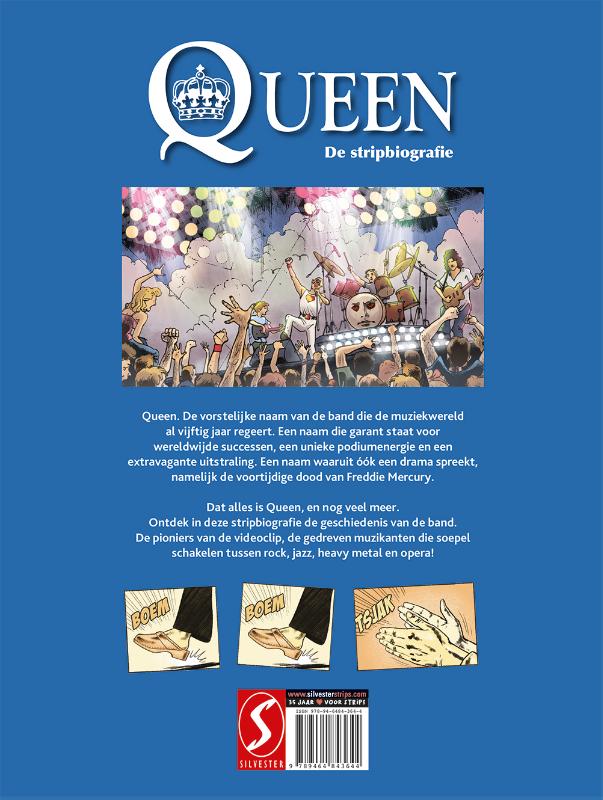 Achterkant van Queen, de stripbiografie