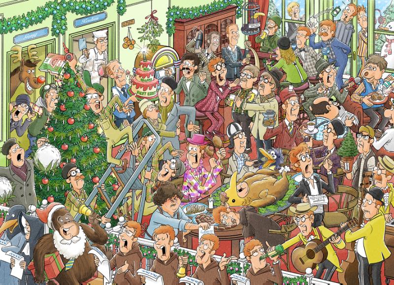 Achterkant van Kerstpuzzel André van Duin