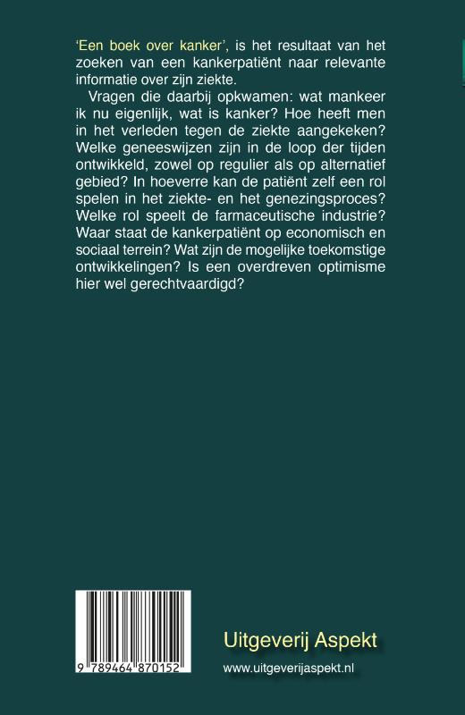 Achterkant van Een boek over Kanker