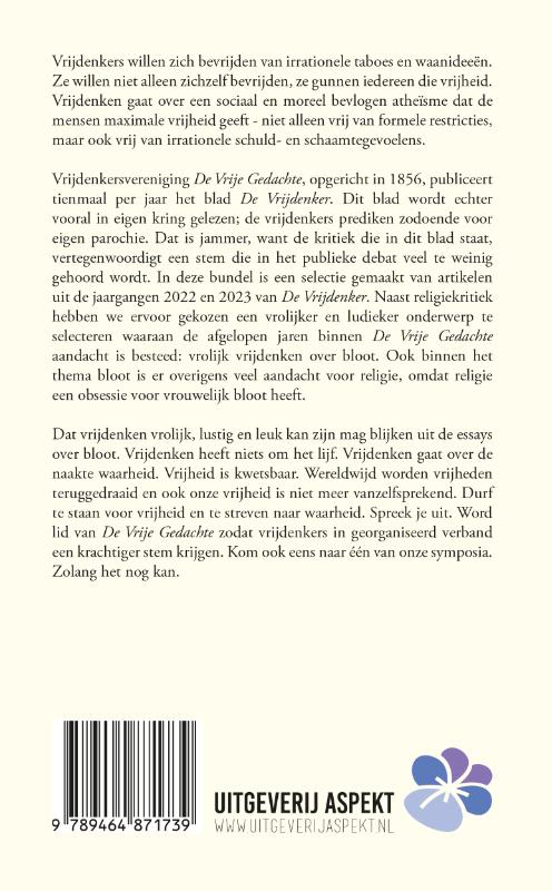 Achterkant van Op het scherp van de snede: Vrijdenkersboek 2024