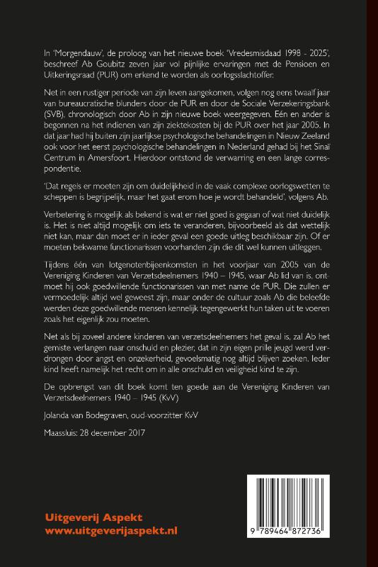 Achterkant van Vredesmisdaad 1998-2025