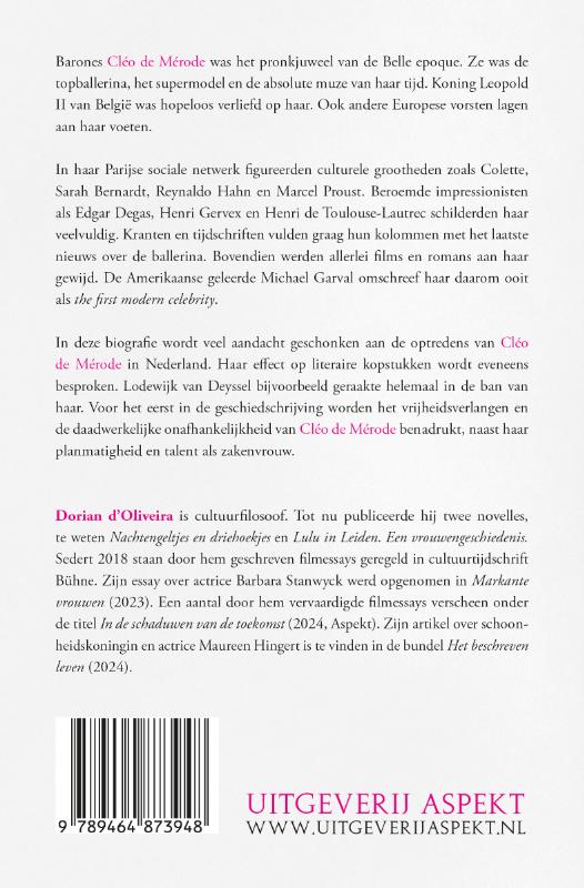Achterkant van Ballerina en supermodel Cléo de Mérode