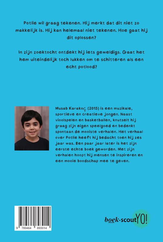Achterkant van Potlie het kleine potlood