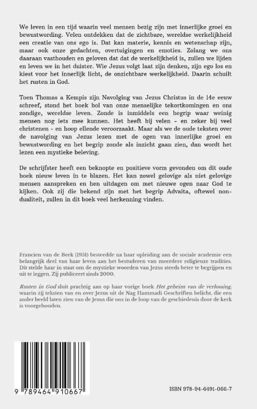 Achterkant van Rusten in God