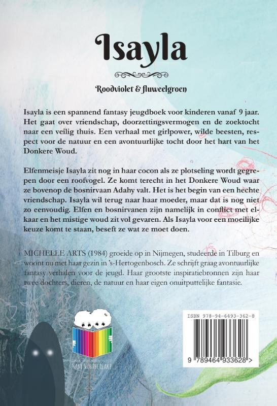 Achterkant van Roodviolet en fluweelgroen