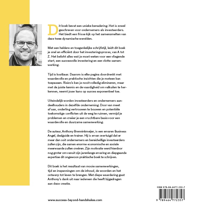 Achterkant van Startup Success Beyond Handshakes