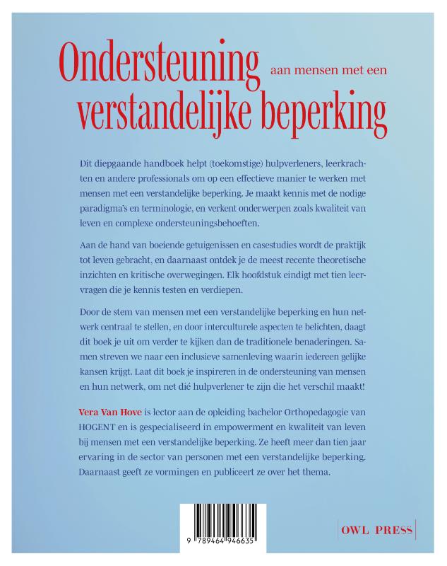 Achterkant van Ondersteuning aan mensen met een verstandelijke beperking