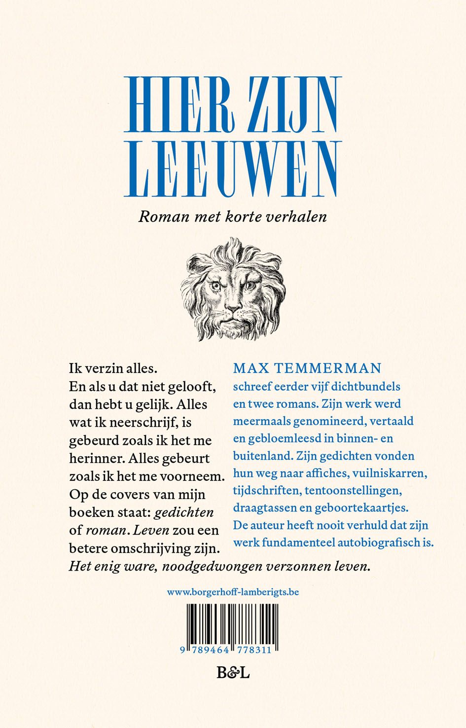 Achterkant van Hier zijn leeuwen