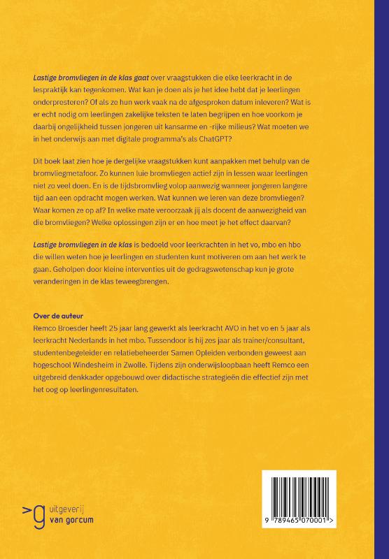 Achterkant van Lastige bromvliegen in de klas