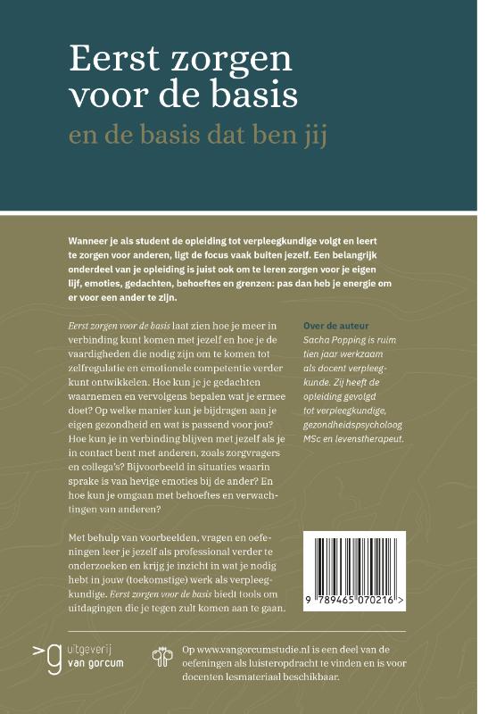 Achterkant van Eerst zorgen voor de basis