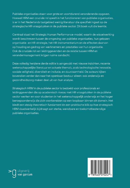 Achterkant van Strategisch HRM in de publieke sector