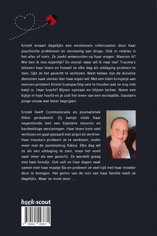 Achterkant van Tussen de lijntjes geschreven