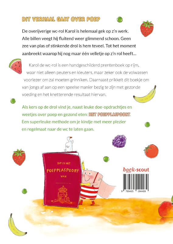 Achterkant van Karol de wc-rol