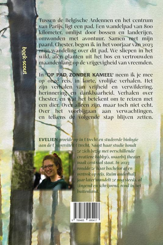 Achterkant van Op pad, zonder kameel