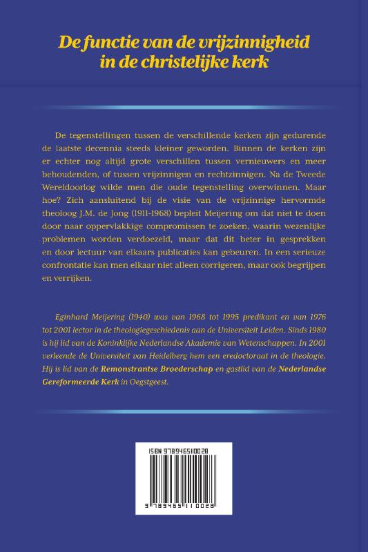 Achterkant van De functie van de vrijzinnigheid in de christelijke kerk