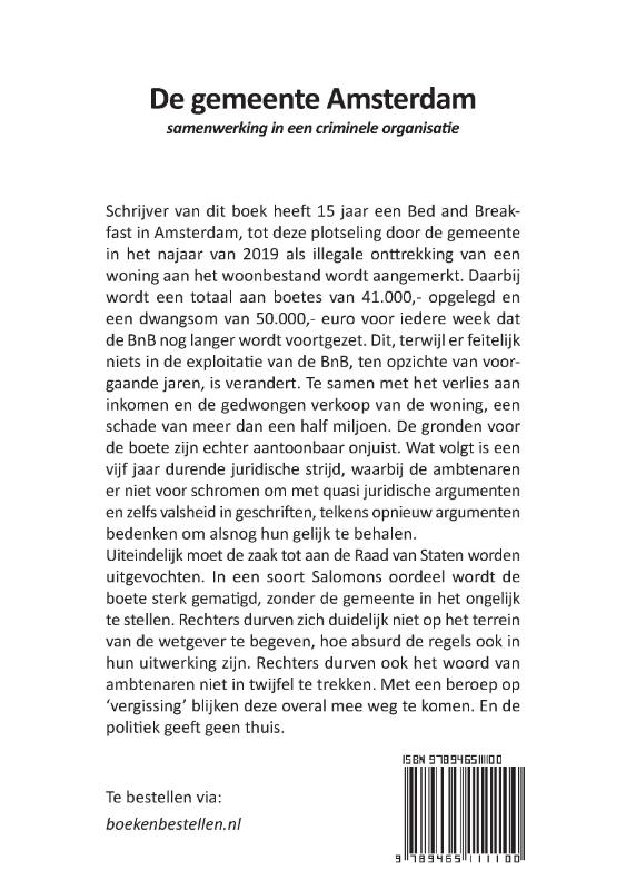 Achterkant van De gemeente Amsterdam