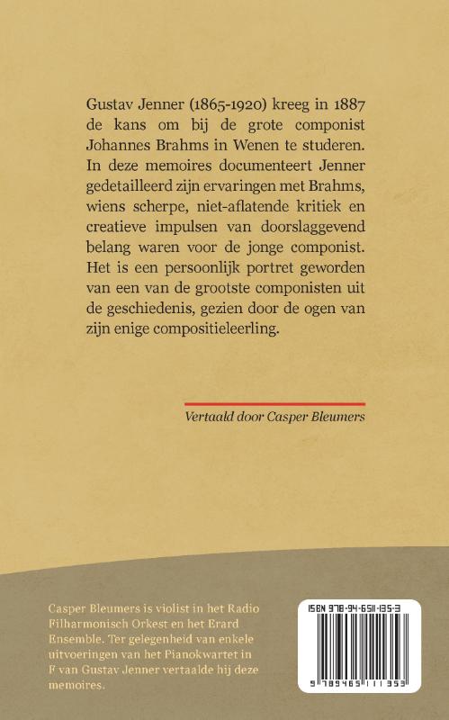 Achterkant van Johannes Brahms als mens, leraar en kunstenaar