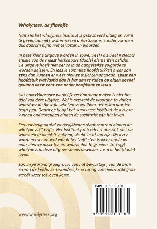 Achterkant van Wholyness, de filosofie