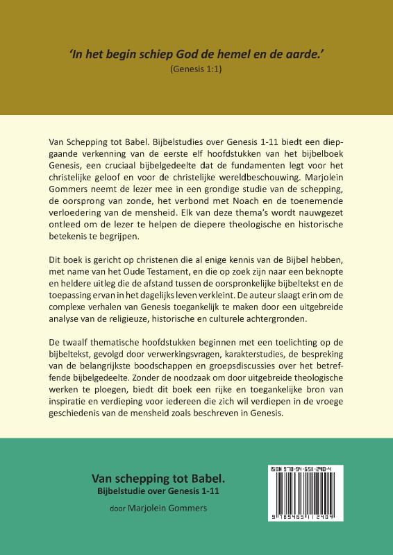 Achterkant van Van schepping tot Babel