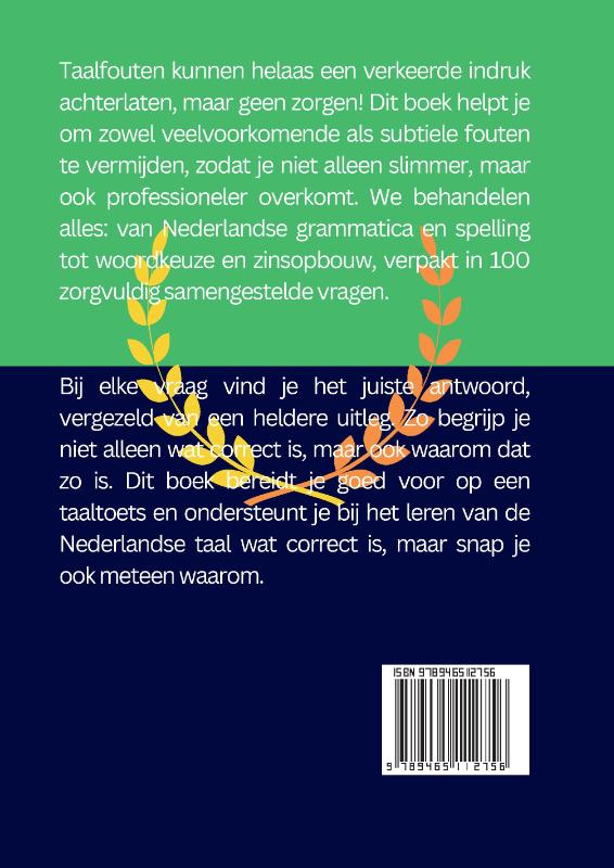 Achterkant van Verbeter je Nederlands: 100 veelvoorkomende taalfouten